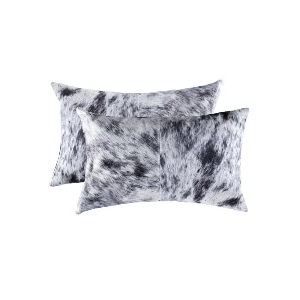 Natural Home Decor Torino Kobe Salt & Pepper Cowhide Pillow | 2-Piece | 12
